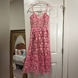 Self-Portrait Pink Floral Lace Dress